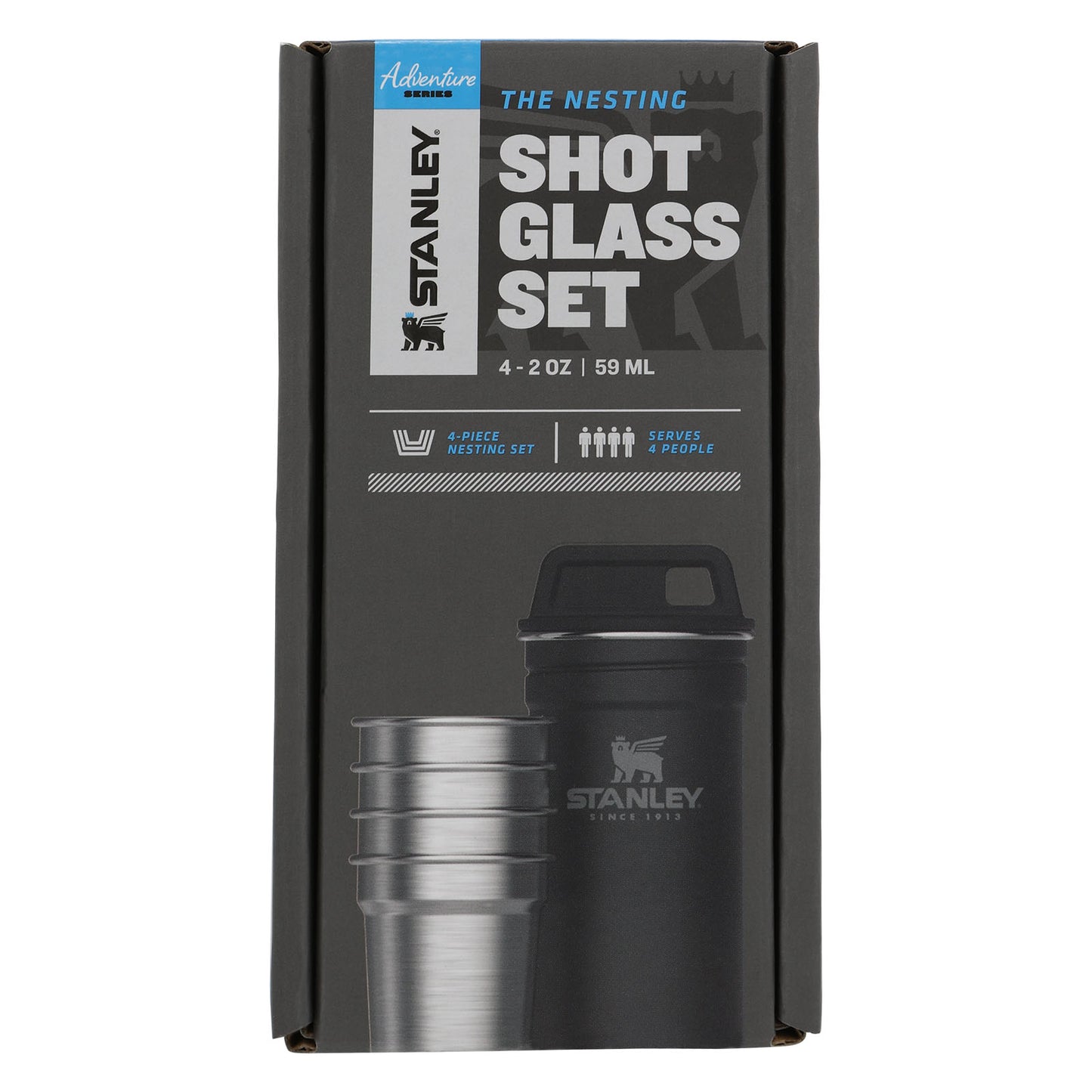 Adventure Nesting Shot Glass Set, Matte Black Pebble