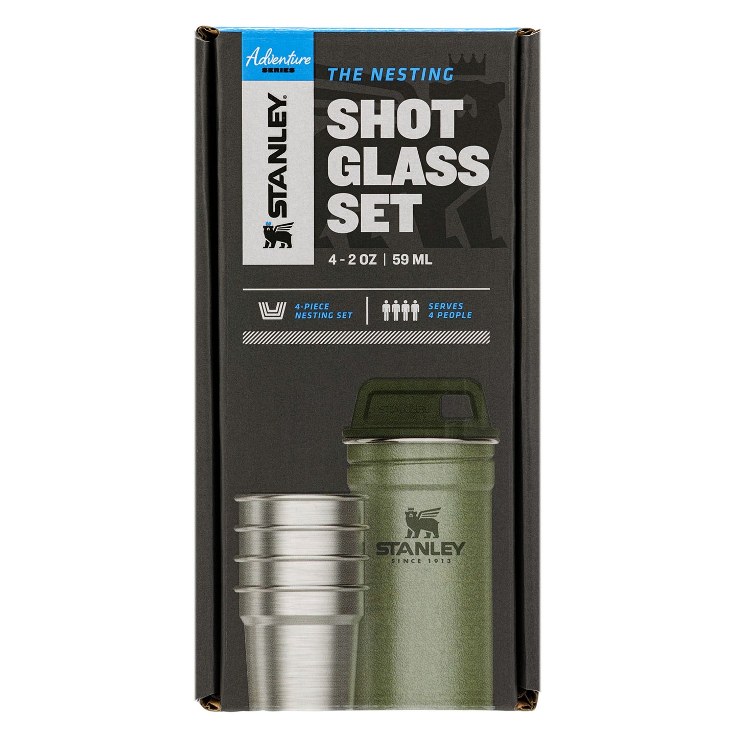 Adventure Nesting Shot Glass Set, Hammertone Green