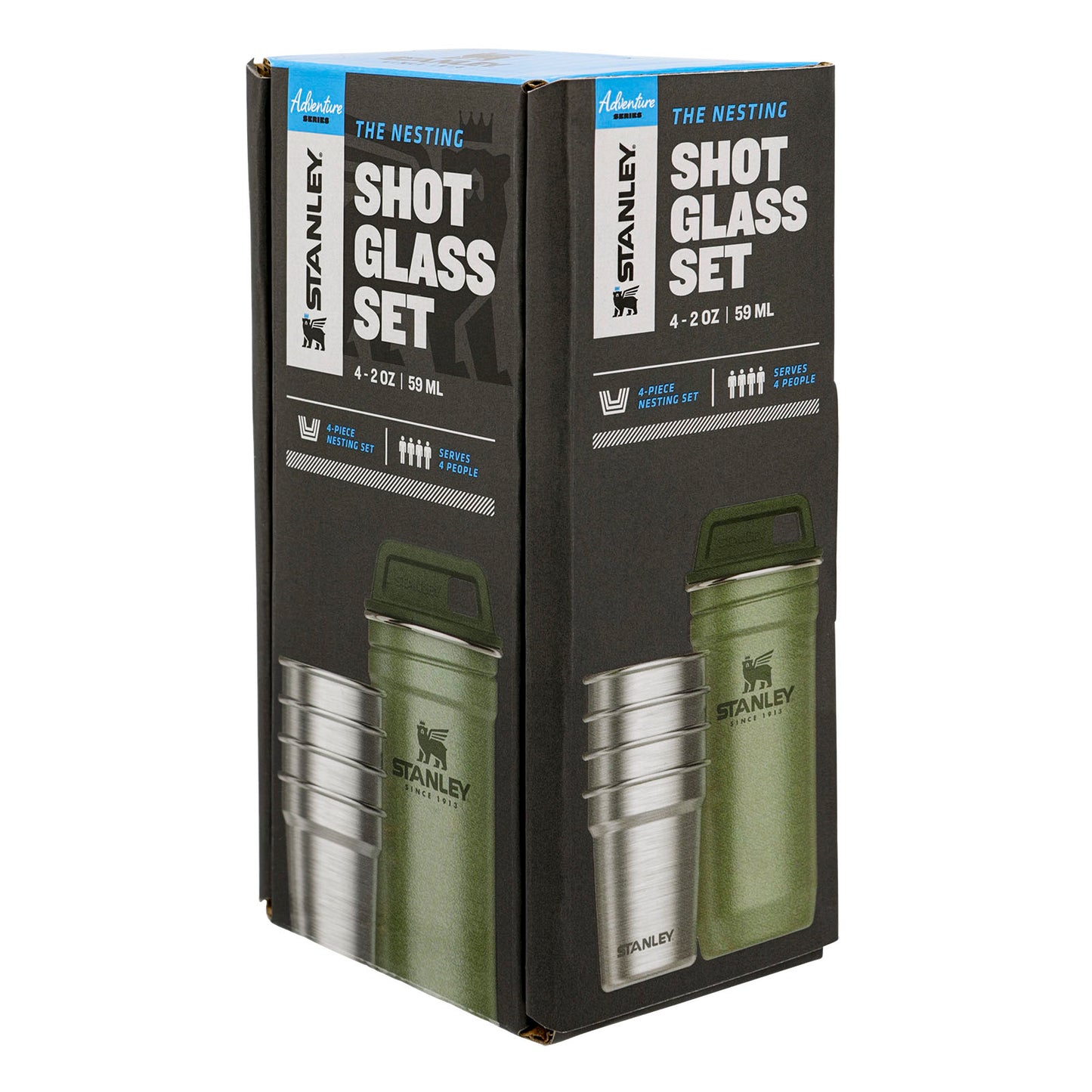 Adventure Nesting Shot Glass Set, Hammertone Green