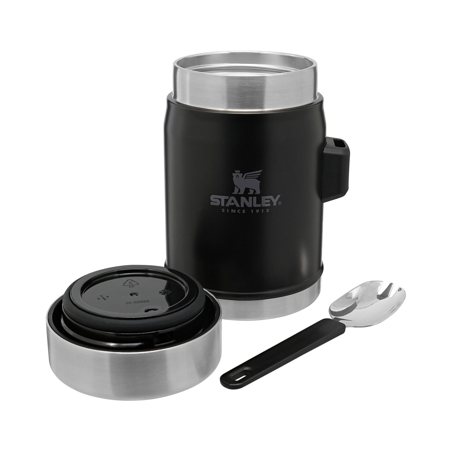 Classic Legendary Food Jar + Spork, 0.4 lt, Matte Black Pebble