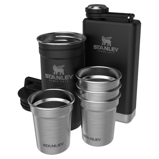 Stanley Adventure Pre-Party Shot Glass + Flask Set, Matte Black Pebble