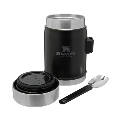 Classic Legendary Food Jar + Spork, 0.4 lt, Matte Black Pebble