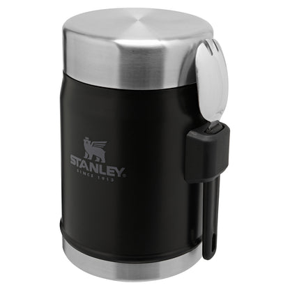 Classic Legendary Food Jar + Spork, 0.4 lt, Matte Black Pebble
